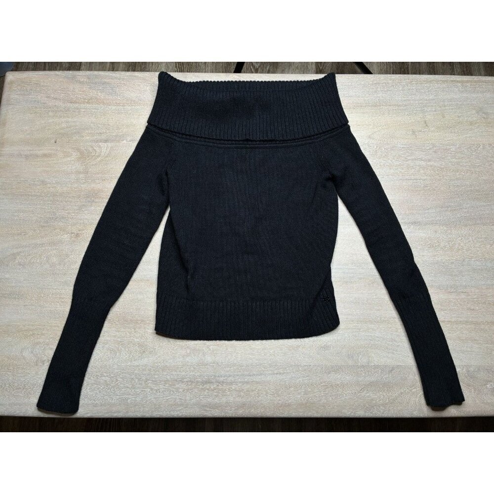 Aritzia NWT Sunday Best Topaz Sweater in Black XS Off the Shoulder Ribbed Cotton - Picture 2 of 9